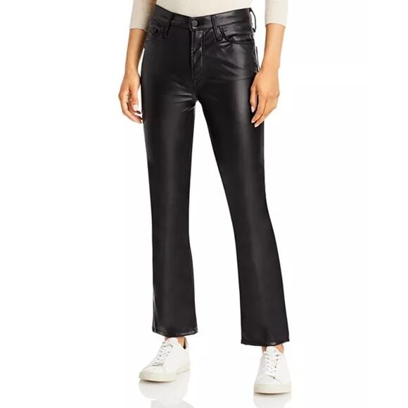 Mother The Insider Ankle Size 27 Wax On Wax Off Black Faux Leather Pants Jeans - Picture 1 of 16